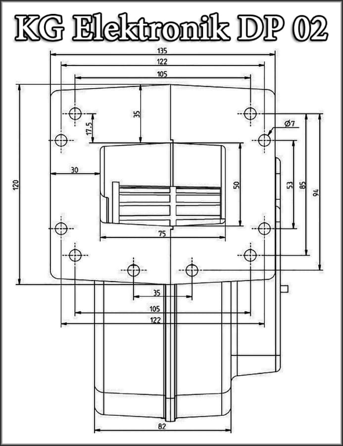 Розміри вентилятора KG Elektronik DP 02 Розміри вентилятора KG Elektronik DP 02